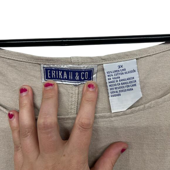 Quiet Luxury Linen Blend Shift Dress Erika II &‎ Co Neutral Beige Size 3X - Picture 3 of 5